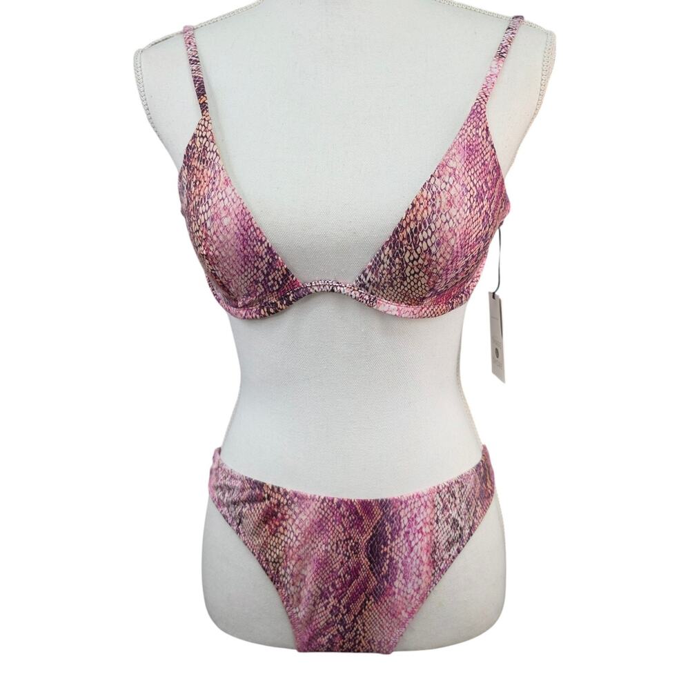 Shade & Shore Bikini Set Snake Print Pink 34B Top Medium Bottoms NWT Sexy Beachy
